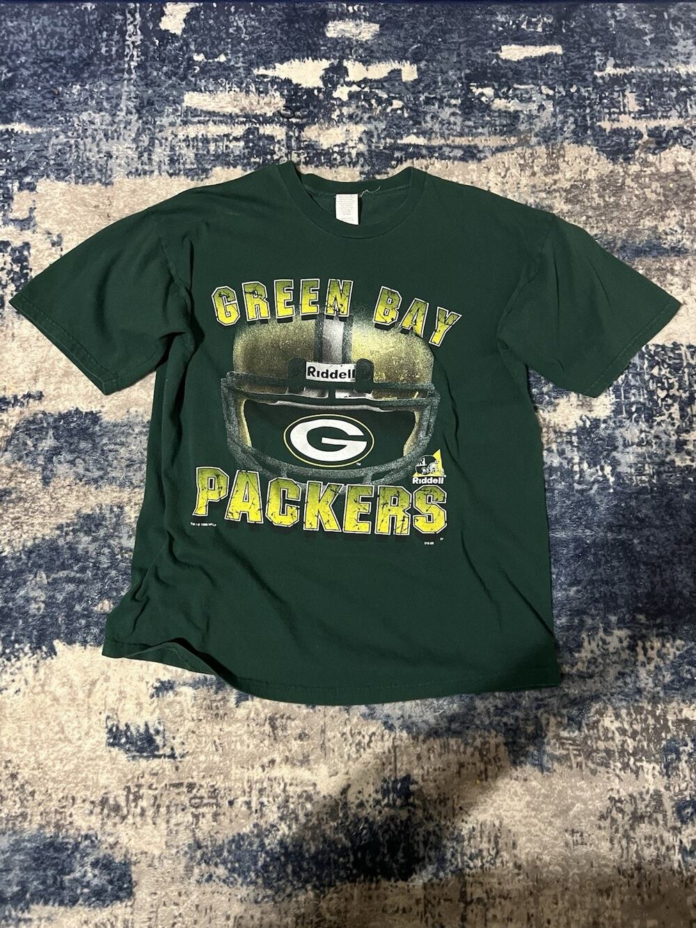 Size M- VTG 1998 Green Bay Packers Big Print Ridell Helmet T-Shirt Made In USA